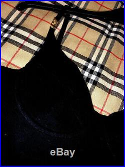 ESCADA Margaretha Ley Vintage Black Logo Slip Strap Fitted Dress S M UK10-12