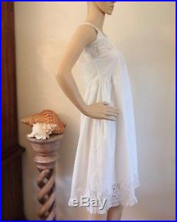 EUC Antique EDWARDIAN Vtg Filet LACE/Bobbin Lace Cotton Slip Nightgown DressXS
