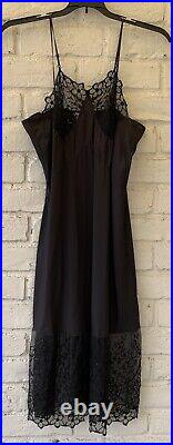 EVIVVA EYE-FUL VTG 1950s Nylon Slip Dress Embroidery Sheer Nightgown 36 Floral