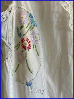 Edwardian Antique Corset Cover Lace Slip Gown Cotton Dress
