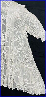 Edwardian White Lace Morning Gown / Peignoir / Morning Coat / OSFM / Rare