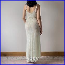 Elegant Claire Pettibone Pastel Green Lace Semi-Sheer Slip Gown (Medium)