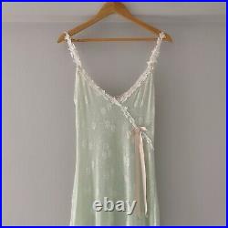 Elegant Claire Pettibone Pastel Green Lace Semi-Sheer Slip Gown (Medium)