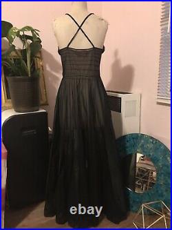 Elsa Schiaparelli Paris Black Peignoir Sheer Slip Dress Vintage 50s 60s Sz Small