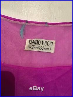 Emilio Pucci For Formfit Rogers Vintage Lingerie Maxi Floral Dress Slip SZ. L