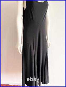 Essex Black Slip Dress Flowy Midi Draped Open Back 1990s 90s Vintage XL