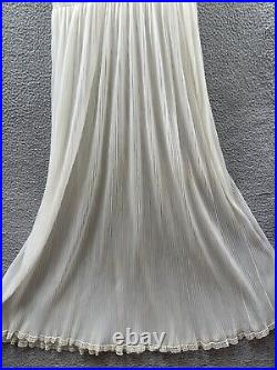 Evette Womans Dress Slip Sheer Gown Small Slinky Ivory Lace Vintage Maxi