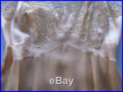 Exquisite French Alencon Lace Trim Silk Slip Lingerie Dress Vtg Hand Done 1930