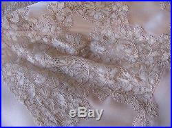 Exquisite French Alencon Lace Trim Silk Slip Lingerie Dress Vtg Hand Done 1930