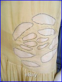 Exquisite Gossamer Chiffon 20's Deco Flapper Dress Net Inserts Original Slip 36