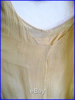 Exquisite Gossamer Chiffon 20's Deco Flapper Dress Net Inserts Original Slip 36
