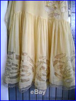 Exquisite Gossamer Silk Chiffon 20's Deco Flapper Dress Net Original Slip 36
