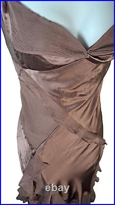 Exquisite KAREN MILLEN Vintage Silk Babydoll Cami Waterfall Midi Dress UK14 US10