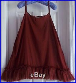 FAB Vintage Krista Larson BURGUNDY/ RUST slip dress netting & organza flounce