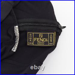 FENDI JEANS Vintage black logo monogram embroidered lace cut out slip dress S