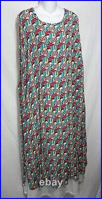 FLAX Designs Dress 2G Plus Size Long Colorful Pullover Maxi Rayon 2 Generous 2X