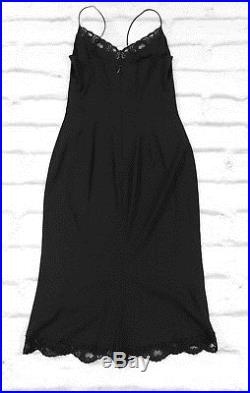 FUTURE VINTAGE Dolce & Gabbana SS02 Black Stretch Lace Trim Slip Dress IT40/UK8
