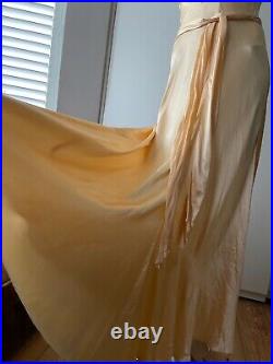 Fab 20s 30s Silky Satin Evening Dress Slip Bias Cut Gown Art Deco VTG TLC AF