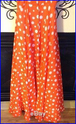 Fabulous Vintage LANVIN paris gown orange polka dot full slip size medium fit