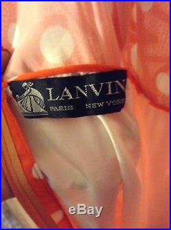 Fabulous Vintage LANVIN paris gown orange polka dot full slip size medium fit