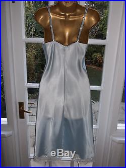 Fabulous Vtg M&S Glossy Liquid Satin Bows Lacy Full Slip Dress Petticoat UK14