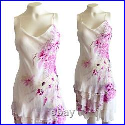Faust Dress Silk Floral Ruffle Fitted Vintage 90s Y2K Sex and the City Size 40