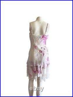 Faust Dress Silk Floral Ruffle Fitted Vintage 90s Y2K Sex and the City Size 40