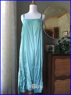 Flapper Dress Beaded Silk 2 Piece Slip & Dress Set 1920s Antique Drop Waist