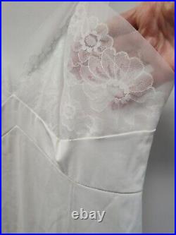 Floral Lace VANITY FAIR Full Dress SLIP Nylon Sheer CHIFFON 32 Short Vintage
