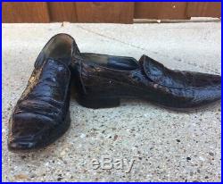 Foti Alligator Leather Shoes Loafers Slip On Mens Black Vintage Sz 8.5 Italy