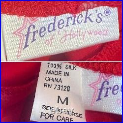 Frederick's of Hollywood 100% Silk Red Babydoll Vintage 90s Corset Slip Dress M