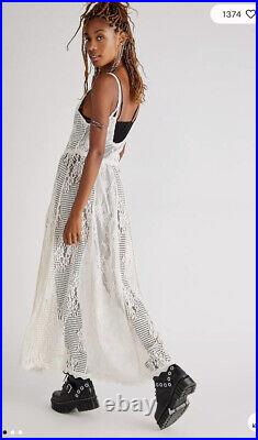 Free People Mariah Lace Vintage slit Sheer Maxi Slip Dress XS