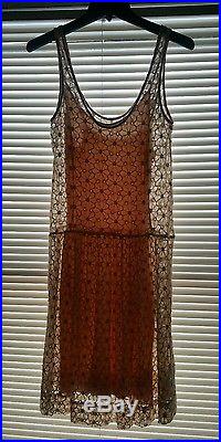 Free people Rose Crochet Lace Slip Dress Vintage 20's Style Small