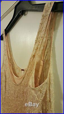 Free people Rose Crochet Lace Slip Dress Vintage 20's Style Small