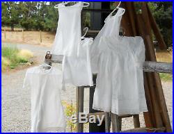 French Country Farmhouse Antique White Cotton Baby Christening Dress Slip Lot