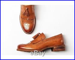 Fulinken 2 Color Vintage Slip On Leather Fringe Tassel Dress Loafer Womens Shoes