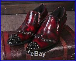 Fulinken Sz 5-12 Vintage Burgundy Leather Loafers Prom Dress Slip On Mens Shoes