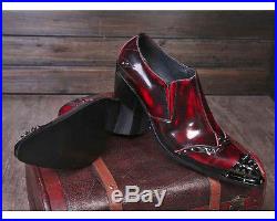 Fulinken Sz 5-12 Vintage Burgundy Leather Loafers Prom Dress Slip On Mens Shoes