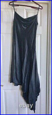 GHOST Vintage Charcoal Anthracite Asymetric Slip Dress Sz S UK 10