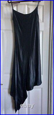 GHOST Vintage Charcoal Anthracite Asymetric Slip Dress Sz S UK 10
