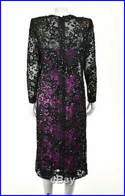GIVENCHY COUTURE Black Lace Cocktail Dress with Pink Silk Slip SIZE FR40 US 6-8