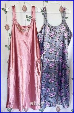 GORGEOUS VINTAGE MIXED-ERA 60s-90s VOLUP NYLON SLIP DRESSES 22 PC LINGERIE LOT