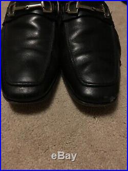 GUCCI Horsebit Black Leather Sz 8m Fit Like 9m Mens Slip On Loafers Shoes