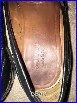 GUCCI Horsebit Black Leather Sz 8m Fit Like 9m Mens Slip On Loafers Shoes