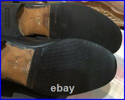 GUCCI Men 9.5/43.5 Vintage Black Leather Gold Horsebit Loafers Slip On Shoes