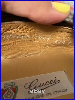 GUCCI Vintage Men's Brown Leather Gold Horsebit Slip On Luxury Loafer Sz 42 1/2