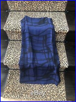 Galanos Rare Vintage 60s Blue & Black Silk Abstract Print Mini Slip Dress S/M