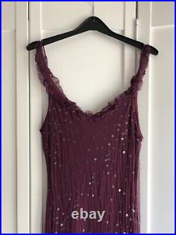 Ghost Vintage Burgandy/Plum Sequin Slip Evening Dress Size M 6 8 10 UK