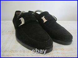 Gianni Versace Black Buckle Suede Leather Laofers Slip On Shoes 6 1/2