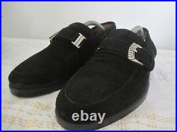 Gianni Versace Black Buckle Suede Leather Laofers Slip On Shoes 6 1/2